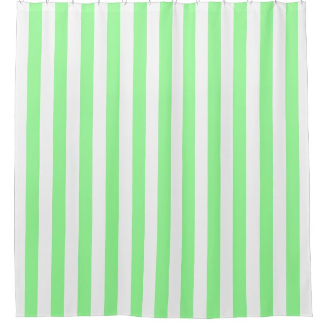 Mint Green White Vertical Stripe NL #0 Shower Curtain (Front)
