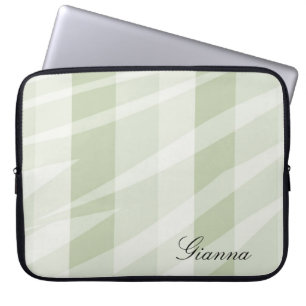 Mint Green White Zebra Stripes Laptop Sleeve