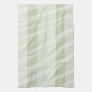 Mint Green White Zebra Stripes Tea Towel