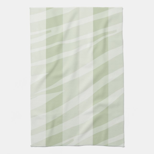 Mint Green White Zebra Stripes Tea Towel (Vertical)