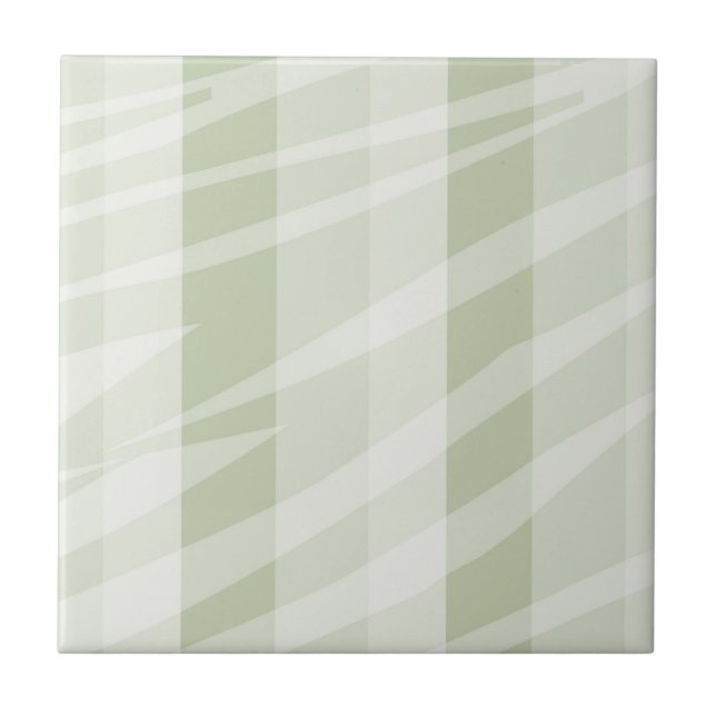 Mint Green White Zebra Stripes Tile (Front)