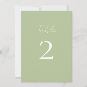 Mint Green & Whitel Script Wedding Table Number