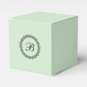 Mint Green with Black Laurel Wreath with Monogram Favour Box