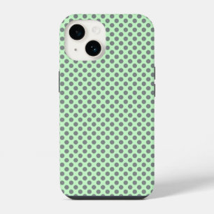 Mint Green with Grey Polka Dots by Shirley Taylor iPhone 14 Case