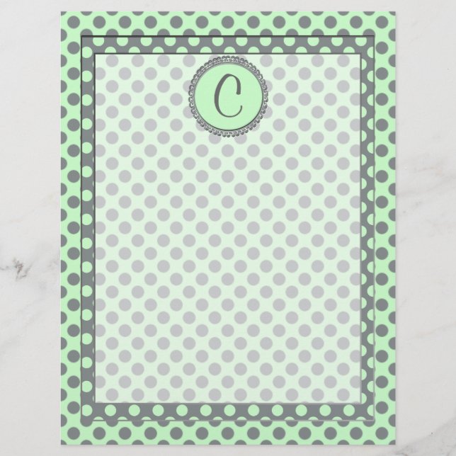 Mint Green with Grey Polka Dots-Monogram STaylor (Front)