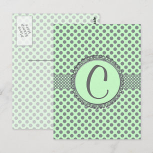 Mint Green With Grey Polka Dots-Monogram STaylor Postcard