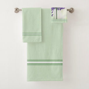 Mint Green With Stripe Accent Bath Towel Set