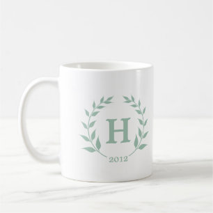 Mint green wreath monogram graduation class year coffee mug