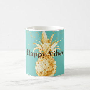 Mint Green Yellow Gold Pineapple Coffee Mug