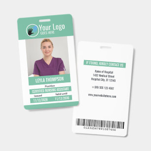 Mint Green Your Logo Hospital Staff Photo ID Badge