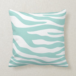 Mint Green Zebra Print Pattern Cushion