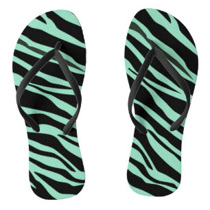 Mint Green Zebra Striped Thongs