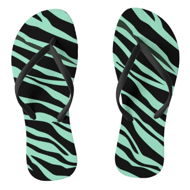 Mint Green Zebra Striped Thongs (Footbed)