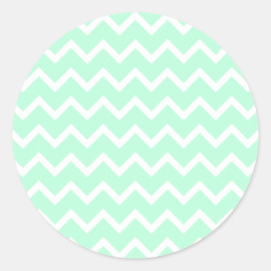 Mint Green Zigzag Chevron Stripes. Classic Round Sticker