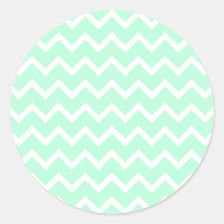 Mint Green Zigzag Chevron Stripes. Classic Round Sticker