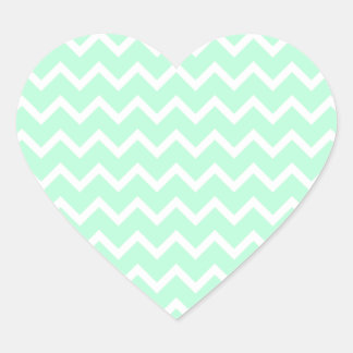 Mint Green Zigzag Chevron Stripes. Heart Sticker