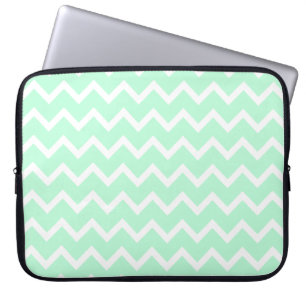 Mint Green Zigzag Chevron Stripes. Laptop Sleeve