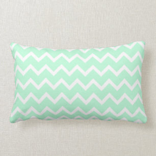 Mint Green Zigzag Chevron Stripes. Lumbar Cushion