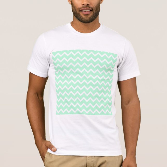Mint Green Zigzag Chevron Stripes. T-Shirt (Front)