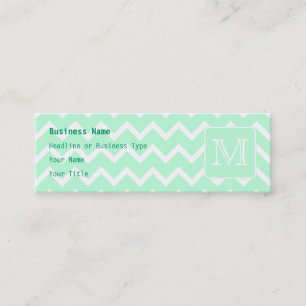 Mint Green Zigzag with Custom Monogram. Mini Business Card