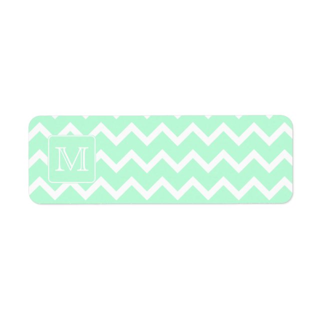 Mint Green Zigzag with Custom Monogram. Return Address Label (Front)