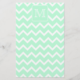 Mint Green Zigzag with Custom Monogram. Stationery