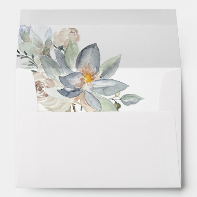 Mint Greenery & White Floral 2 Envelope (Back (Bottom))