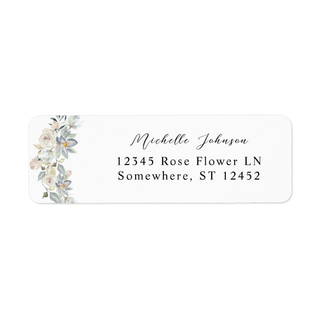  Mint Greenery & White Floral Return Address 2 Label (Front)