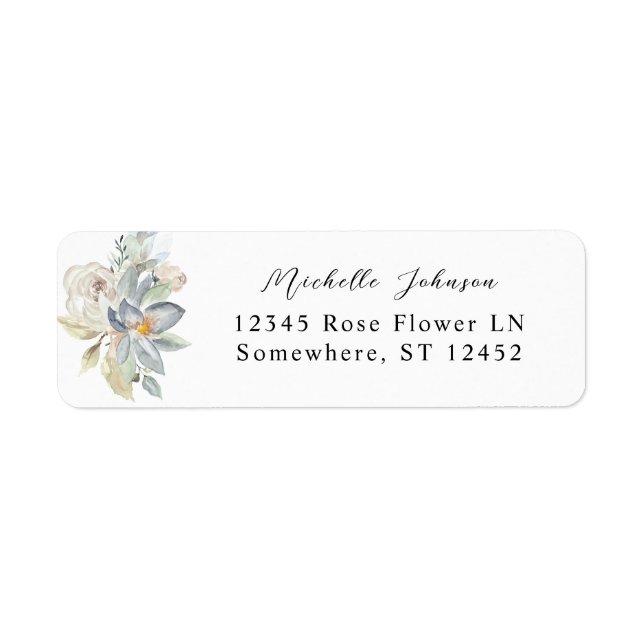  Mint Greenery & White Floral Return Address Label (Front)