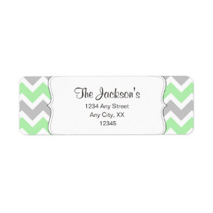 Mint Grey Chevron baby shower return address Label