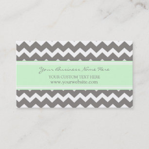 Mint Grey Chevron Retro Business Cards
