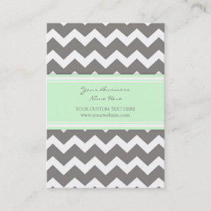 Mint Grey Chevron Retro Business Cards