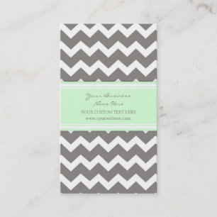Mint Grey Chevron Retro Business Cards