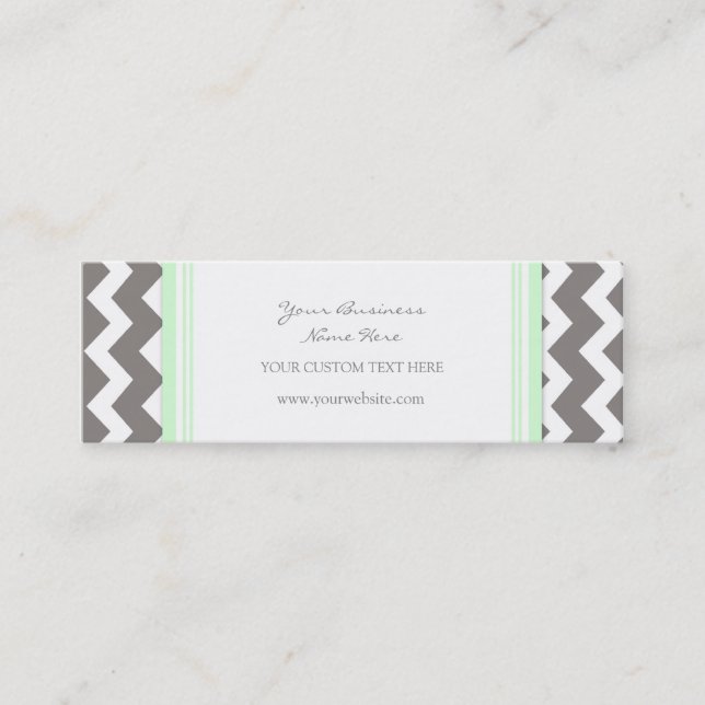 Mint Grey Chevron Retro Business Cards (Front)