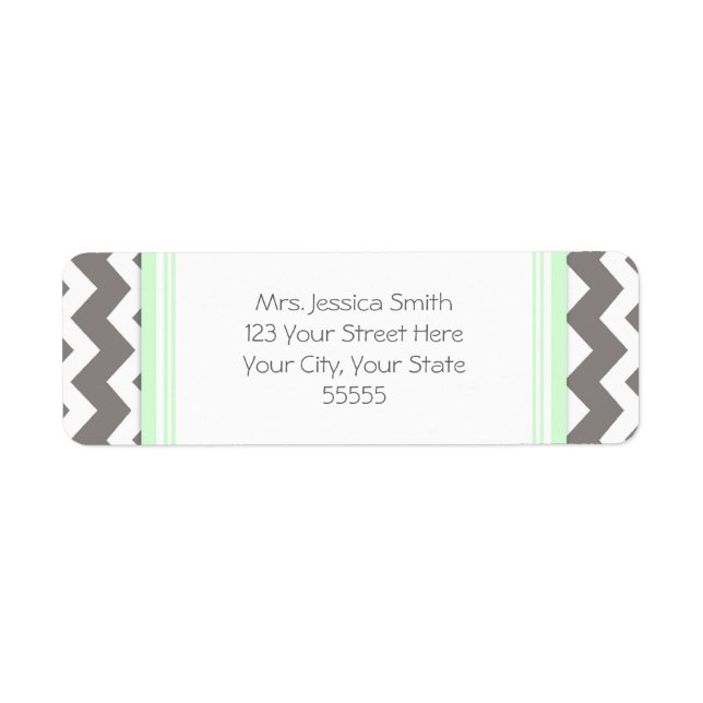 Mint Grey Chevrons Custom Return Address Labels (Front)