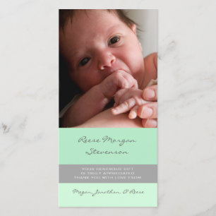 Mint Grey Thank You Baby Shower Photo Cards