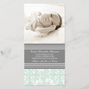 Mint Grey Thank You Baby Shower Photo Cards