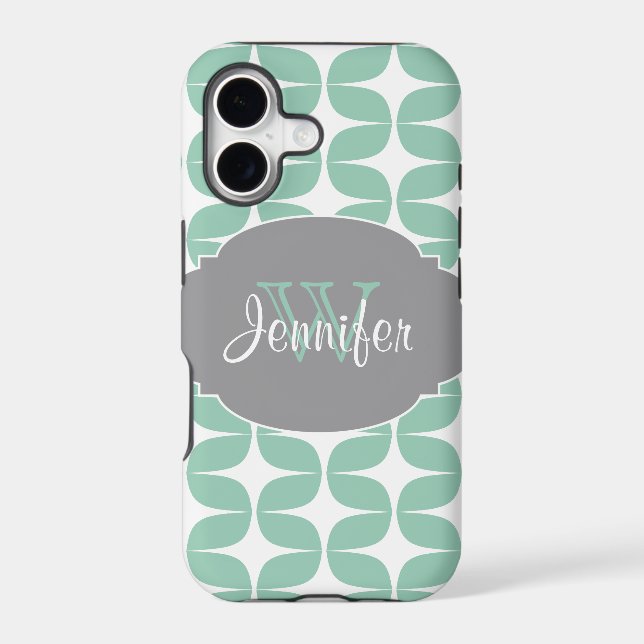 Mint & Grey Trendy Patterns monogram iPhone 5 (Back)