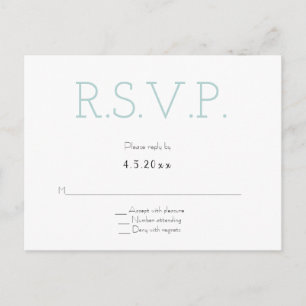 Mint grey typography wedding rsvp postcards
