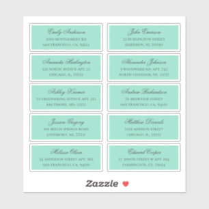 Mint guests names address. Wedding shipping labels