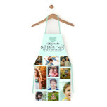 Mint Heart Best Baker Chef Grandma Photo Collage Apron<br><div class="desc">This cute and sweet apron is perfect for any grandma. It features 13 customisable photos of her beautiful grandchildren. It also features the quote, "Proud Grandma. Best baker and chef, sprinkling every grandchild with love and affection, " in black handwritten cursive typography and teal green heart on top of a...</div>