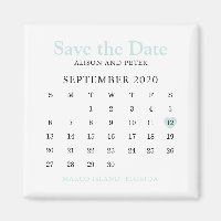 Mint Heart Calendar Wedding Save the Date