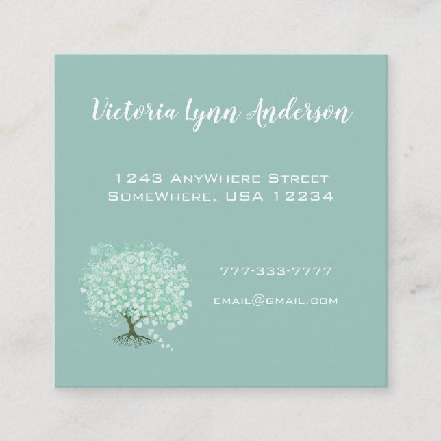 Mint Heart Tree Business Card (Front)