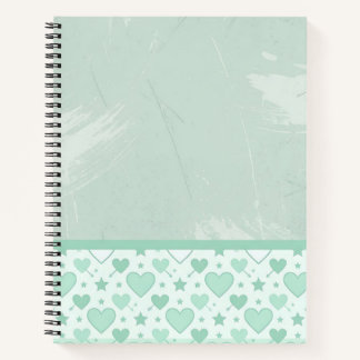 Mint Hearts & Stars Border Notebook
