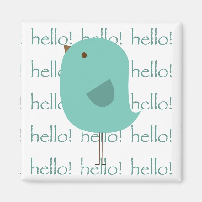 Mint Hello Bird Magnet (Front)