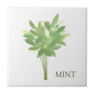 Mint Herb Greenery Kitchen Thyme Sage Green  Ceramic Tile