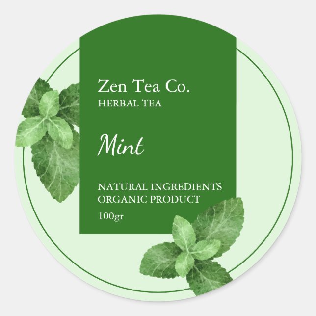 Mint Herbal Tea Business Label (Front)