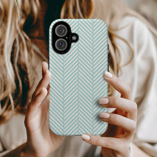 Mint Herringbone iPhone 16 Case