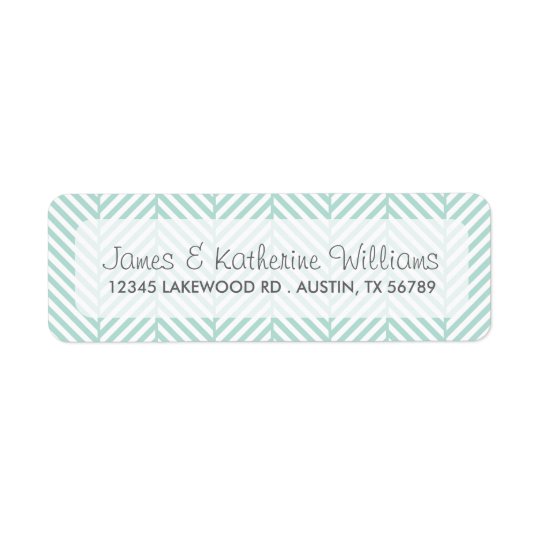 Mint Herringbone Chevron Modern Wedding Return Address Label