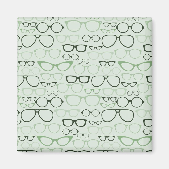 Mint Hipster Glasses Magnet (Front)